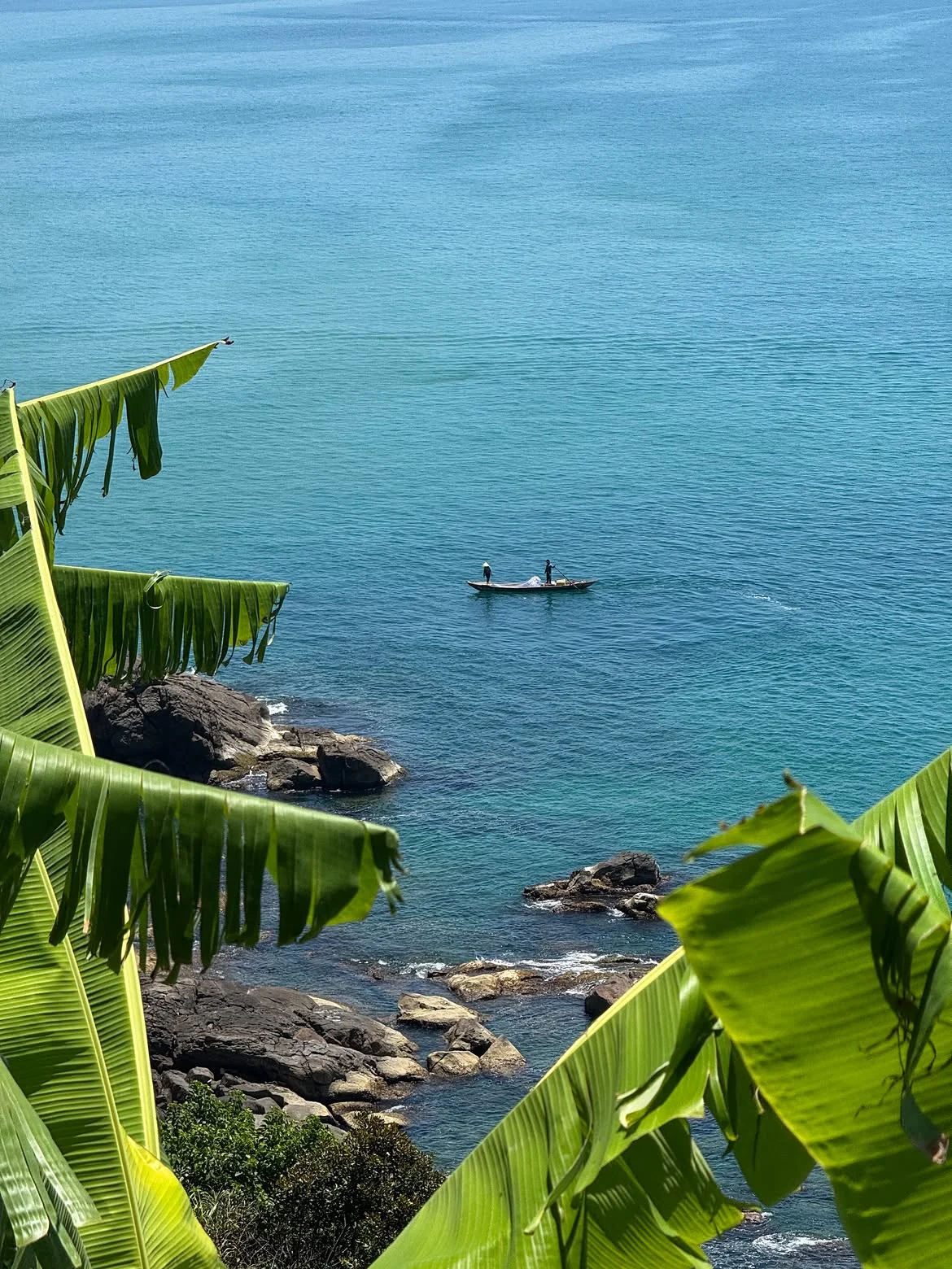 Blue sea and coastal view near Lang Co Beach on the Da Nang to Hue private car route