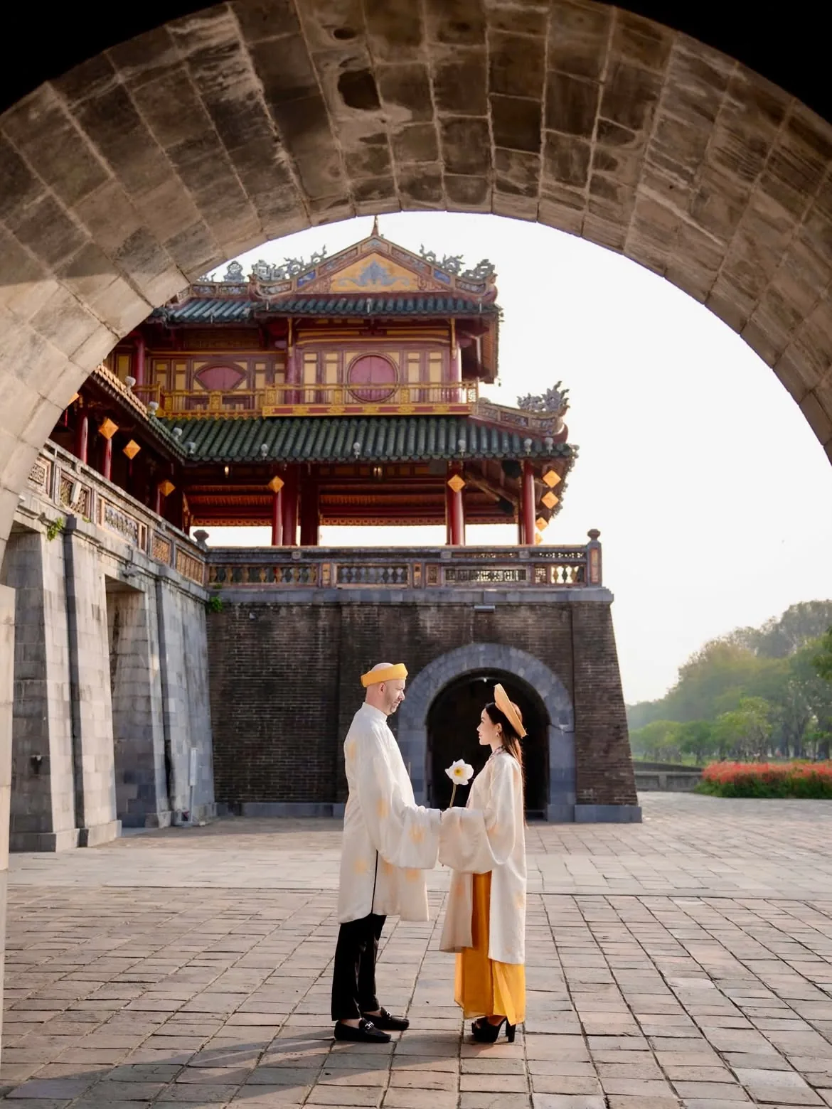 Couple visiting Hue Imperial City on a day trip from Hoi An